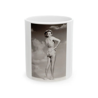 Terry Moore #43 - 1-Piece B&W Barefoot Swimsuit Cheesecake Photo from 60's (Vintage Female Icon) White Coffee Mug-11oz-Go Mug Yourself