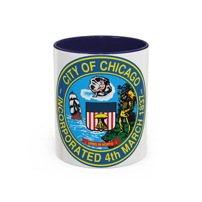 Seal of Chicago Illinois - Accent Coffee Mug-11oz-Navy-Go Mug Yourself