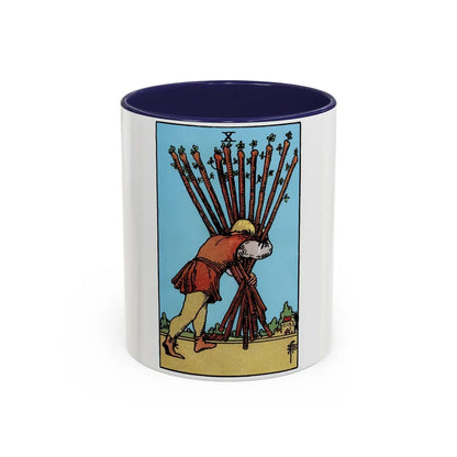 The 10 of Wands (Tarot Card) Accent Coffee Mug-11oz-Navy-Go Mug Yourself