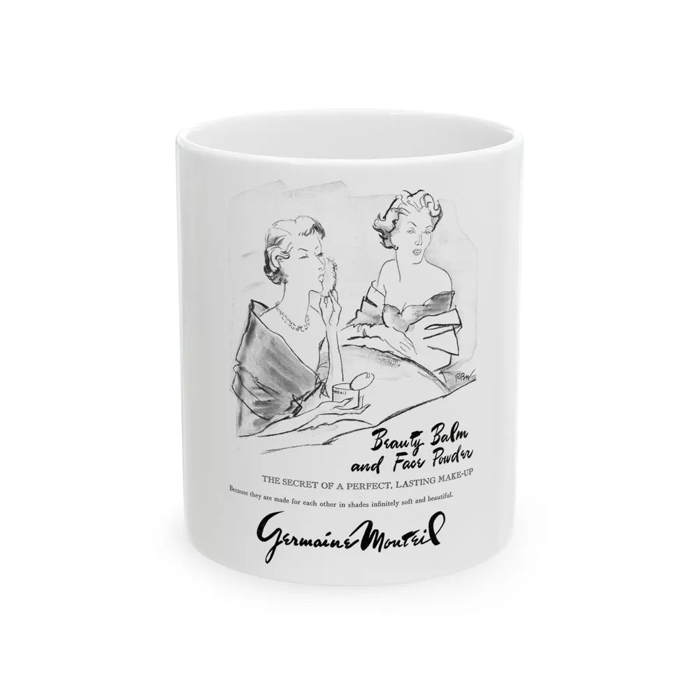 Germaine Monteil advt, Beauty Balm and Face Powder, 1950 - White Coffee Mug-11oz-Go Mug Yourself