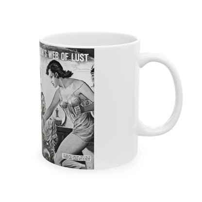 Caught In The Black Widow's Web Of Lust And Espionage, World of Men, December 1963 - White Coffee Mug-Go Mug Yourself