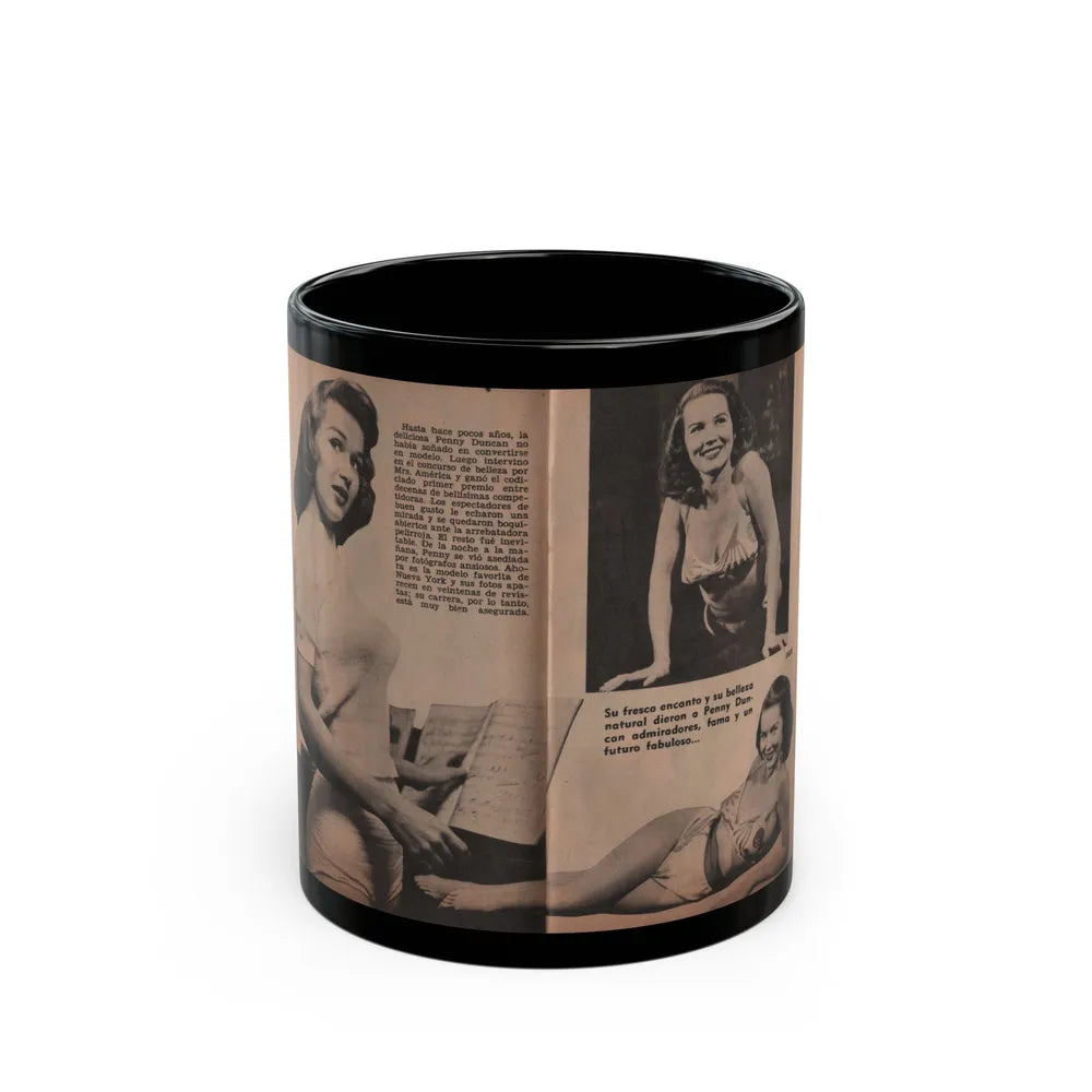 Penny Duncan #17 - [Pages 92 & 93] Pages 3 & 4 of 9 with, Penny+3 B&W Photos & 2 Captions from Fotos Digest Mag. '56 (Vintage Female Icon) Black Coffee Mug-11oz-Go Mug Yourself