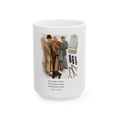 Esquire Fashion Illustration, January 1934 (5) - White Coffee Mug-15oz-Go Mug Yourself