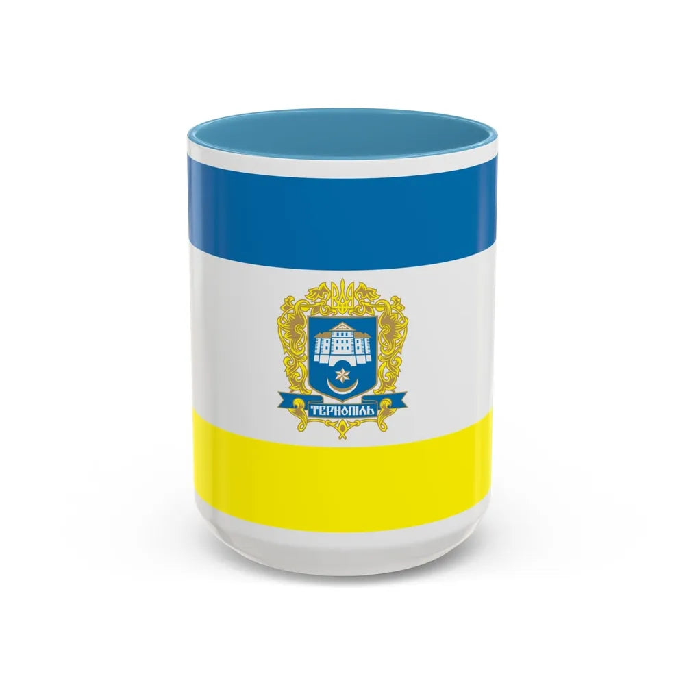 Flag of Ternopil Ukraine - Accent Coffee Mug-15oz-Light Blue-Go Mug Yourself