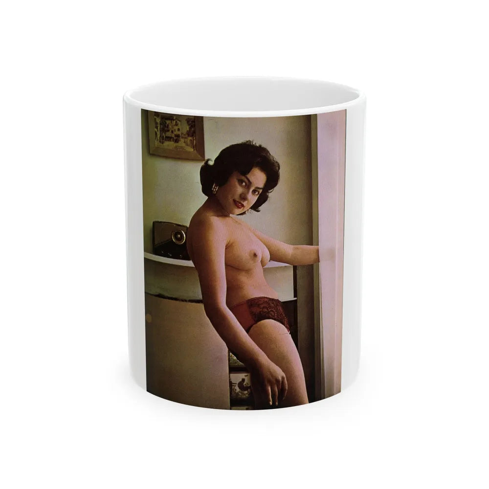 June Palmer #288 - Topless (Vintage Female Icon) White Coffee Mug-11oz-Go Mug Yourself