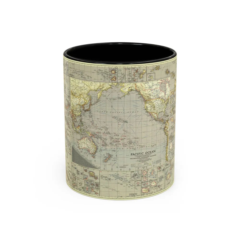 Pacific Ocean (1936) (Map) Accent Coffee Mug-11oz-Black-Go Mug Yourself