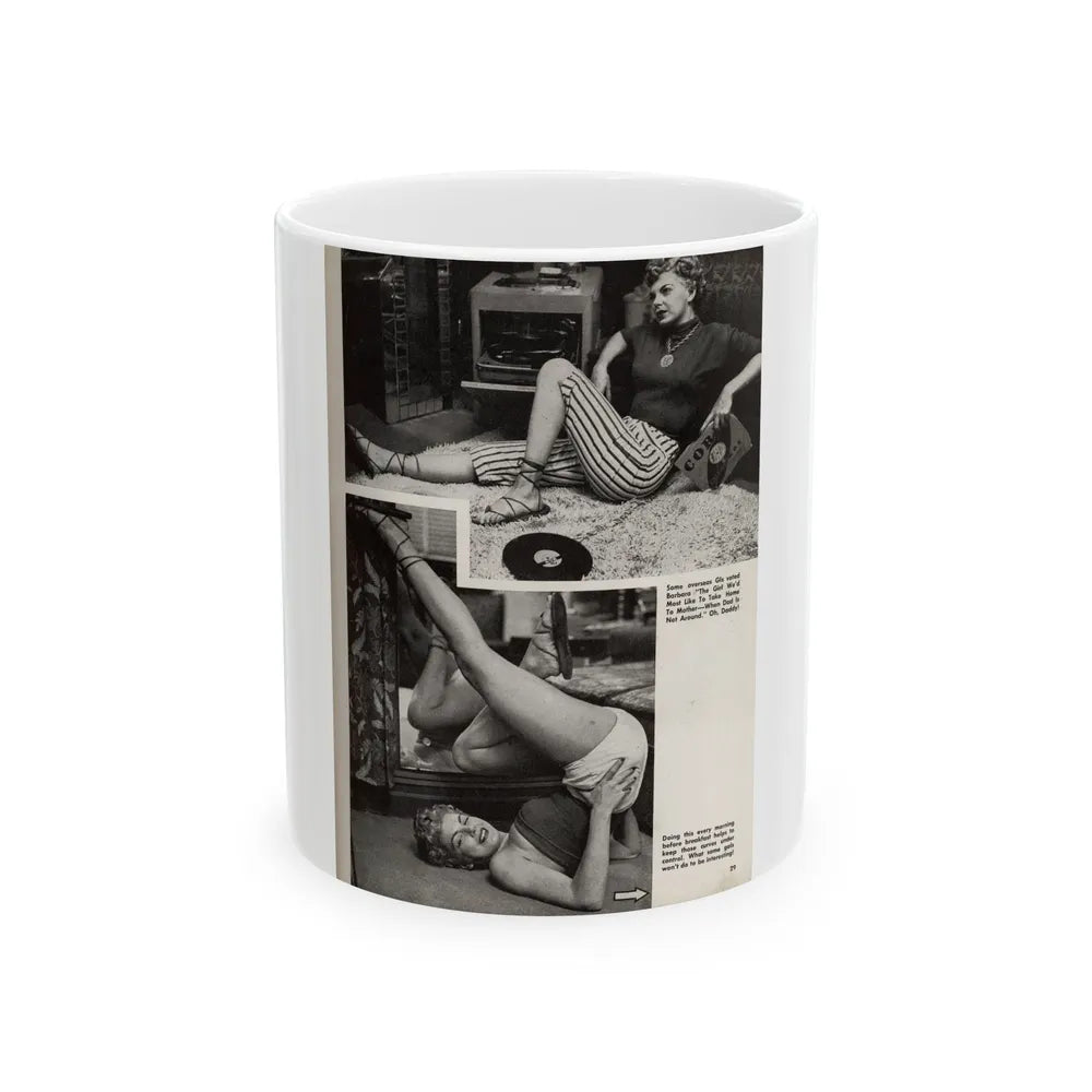 Barbara Nichols #328 - Page 6 of 7 with, 2 B&W Photos from American Beauties Mag. Fall '53 (Vintage Female Icon) White Coffee Mug-11oz-Go Mug Yourself