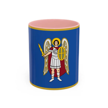 Flag of Kyiv Ukraine - Accent Coffee Mug-11oz-Pink-Go Mug Yourself