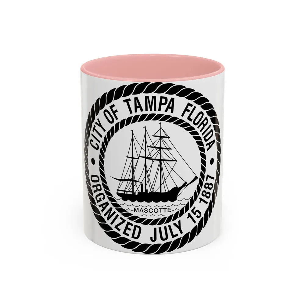 Seal of Tampa Florida - Accent Coffee Mug-11oz-Pink-Go Mug Yourself