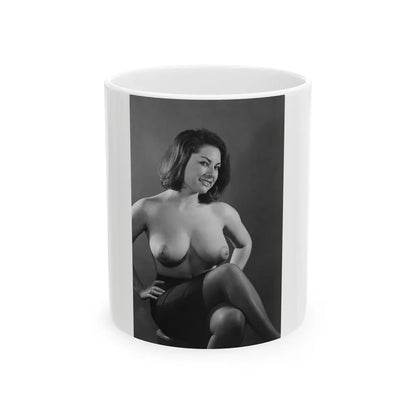 June Palmer #238 - Topless (Vintage Female Icon) White Coffee Mug-11oz-Go Mug Yourself