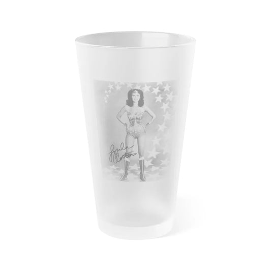 Lynda Carter #221 - Wonder Woman Photo (Vintage Female Icon) Frosted Pint 16oz-16oz-Frosted-Go Mug Yourself