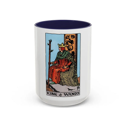 The King of Wands (Tarot Card) Accent Coffee Mug-15oz-Navy-Go Mug Yourself