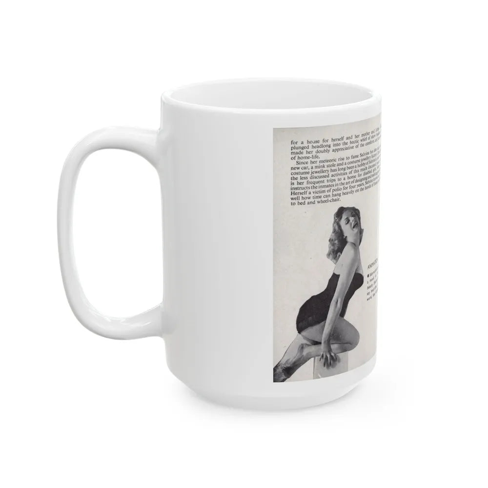 Norma Sykes #142 - 66 PHOTOGRAPHS OF Sabrina U.K. Pocket Mag. Pages 14 & 15 (Vintage Female Icon) White Coffee Mug-Go Mug Yourself