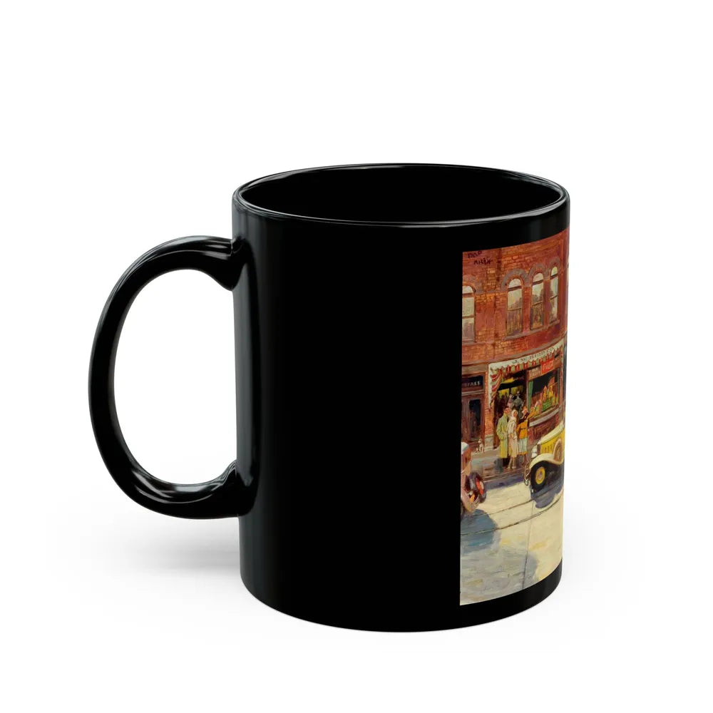 Bustling Street Corner - Black Coffee Mug-Go Mug Yourself