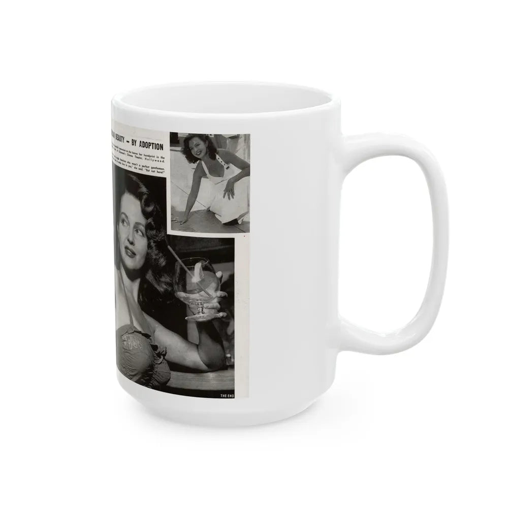 Greta Thyssen #17 - American Beauties Mag. '53 - 2 Pages with, 5 B&W Photos (Vintage Female Icon) White Coffee Mug-Go Mug Yourself