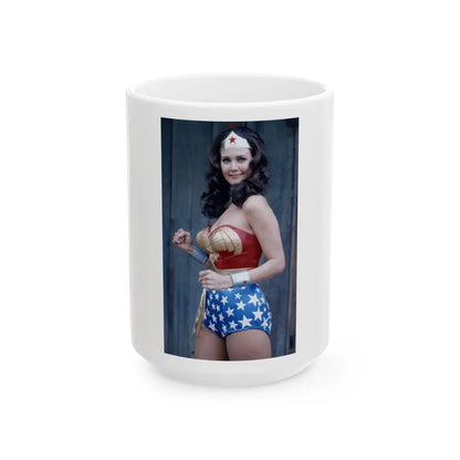 Lynda Carter #265 (Vintage Female Icon) White Coffee Mug-15oz-Go Mug Yourself