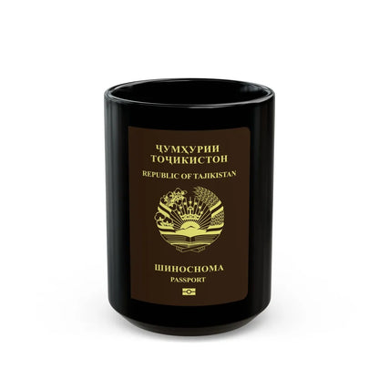 Tajikistan Passport - Black Coffee Mug-15oz-Go Mug Yourself