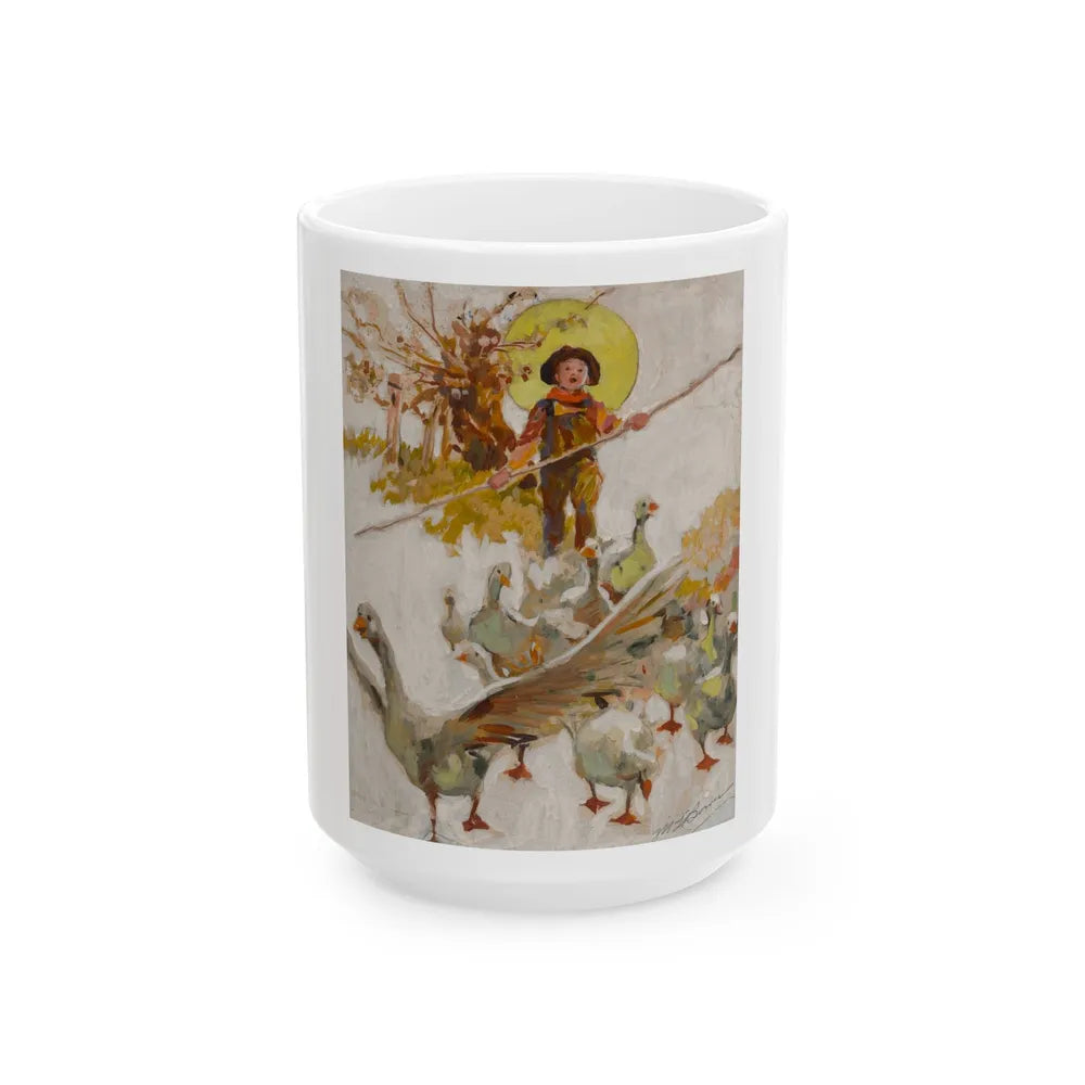 Corralling the Geese, possible magazine cover study - White Coffee Mug-15oz-Go Mug Yourself