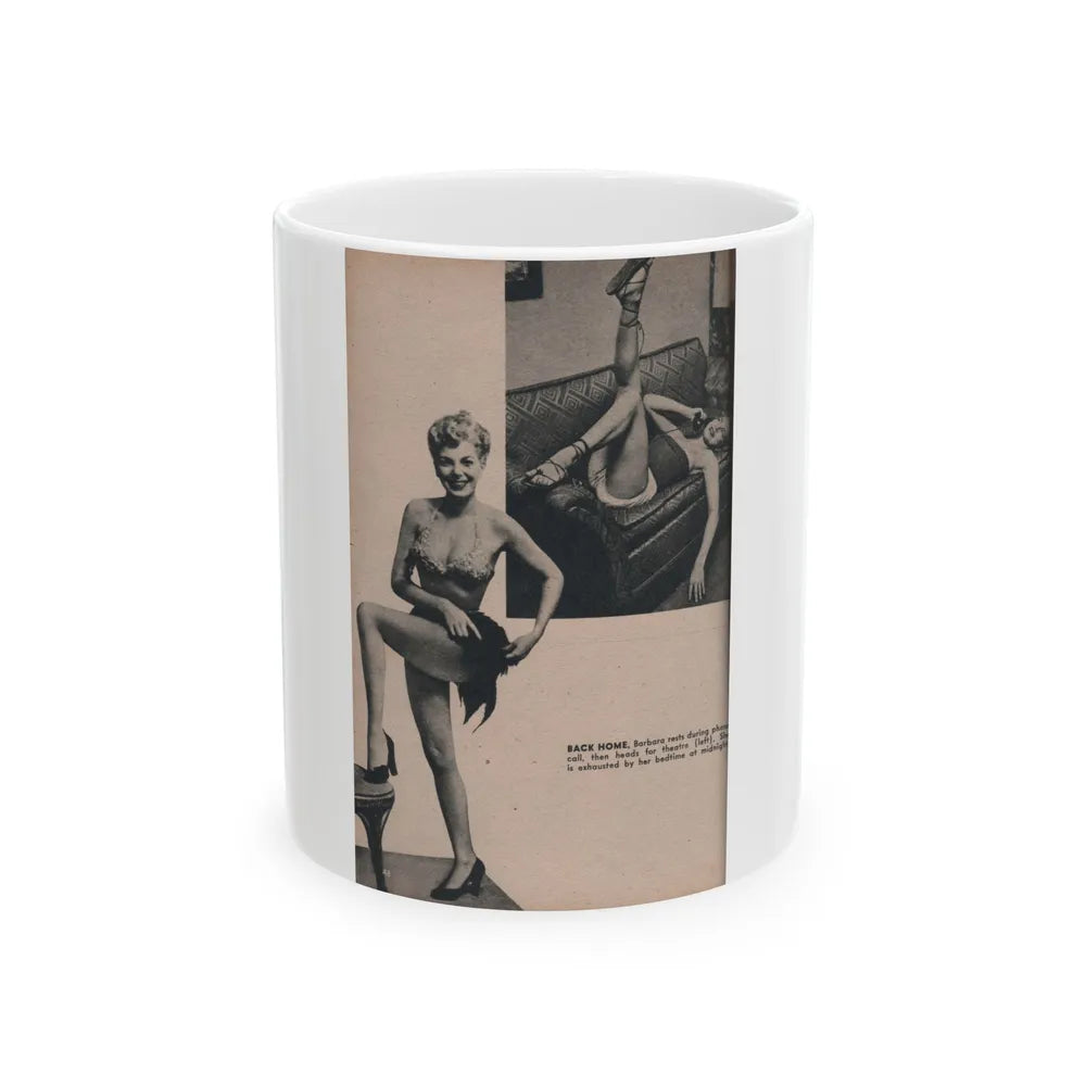 Barbara Nichols #424 - Page 5 of 6 with, 2 B&W Photos & Caption from PHOTO Digest Mag. Nov. '53 (Vintage Female Icon) White Coffee Mug-11oz-Go Mug Yourself