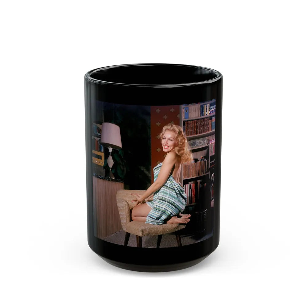 Julie Newmar #672 (Vintage Female Icon) Black Coffee Mug-15oz-Go Mug Yourself