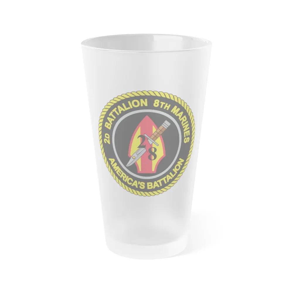 2d Battalion 8th Marines (USMC) Frosted Pint Glass 16oz-Go Mug Yourself