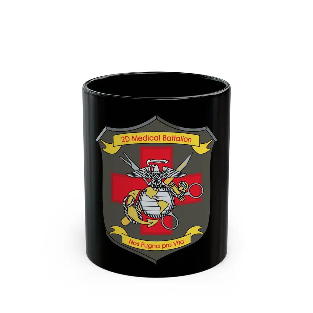 2d Medical Battalion Nos Pugna Pro Vita (USMC) Black Coffee Mug-11oz-Go Mug Yourself