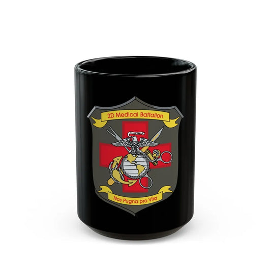 2d Medical Battalion Nos Pugna Pro Vita (USMC) Black Coffee Mug-15oz-Go Mug Yourself