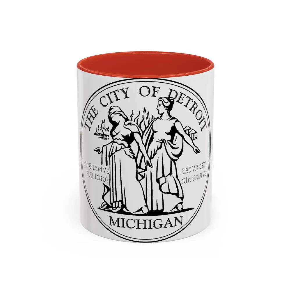 Seal of Detroit - Accent Coffee Mug-11oz-Red-Go Mug Yourself