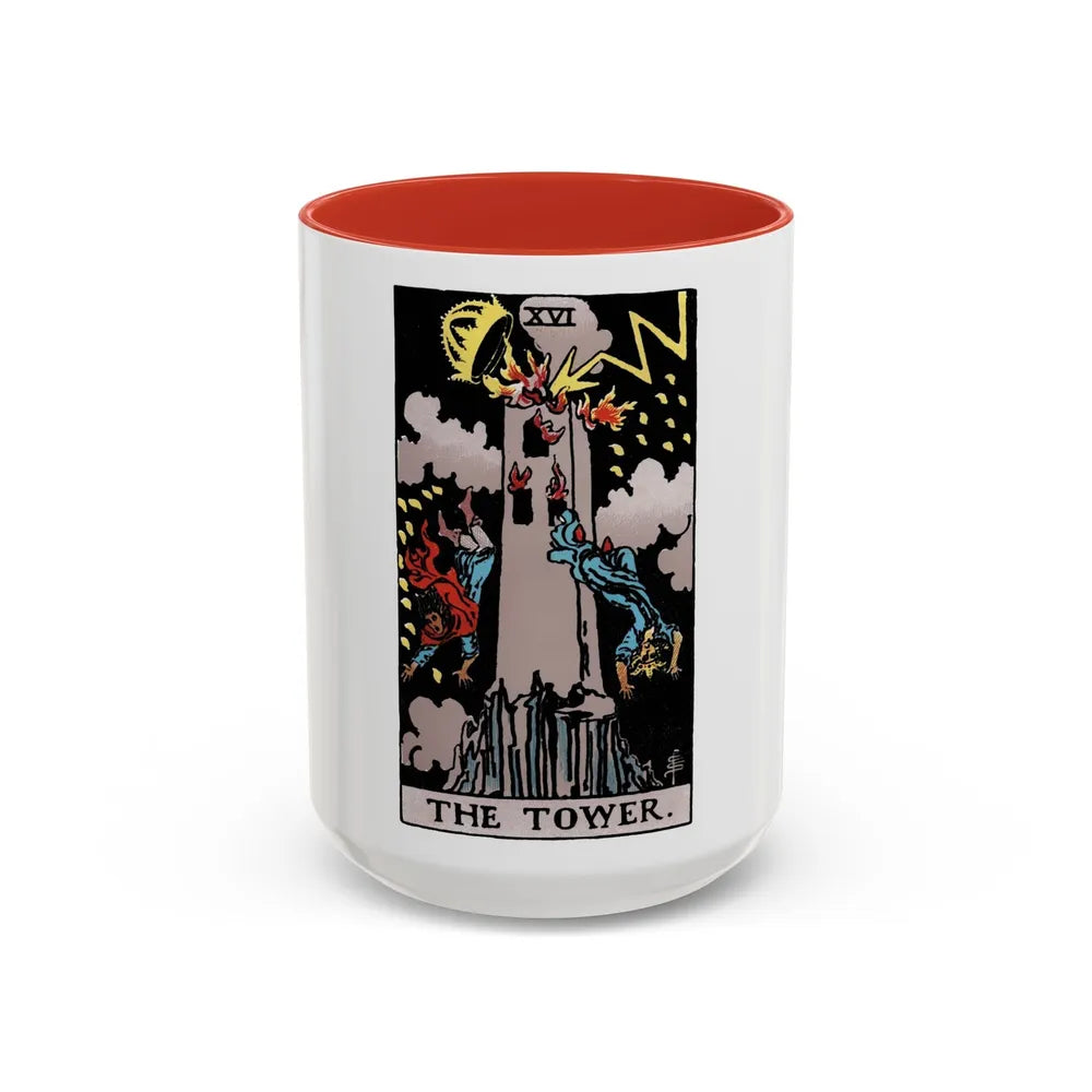 The Tower (Tarot Card) Accent Coffee Mug-15oz-Red-Go Mug Yourself