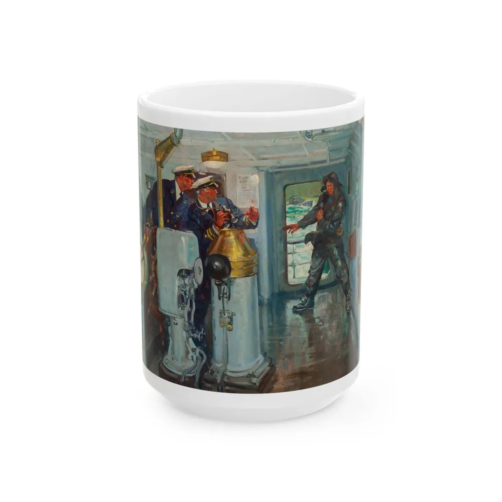 Confrontation at Sea, magazine story illustration, 1942 - White Coffee Mug-15oz-Go Mug Yourself