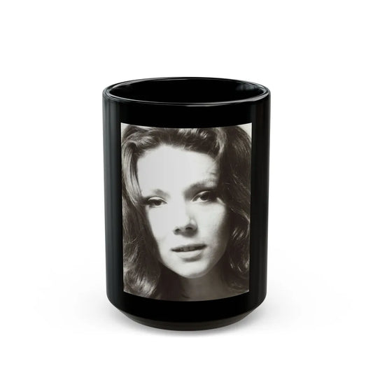 Diana Rigg #04 (Vintage Female Icon) Black Coffee Mug-15oz-Go Mug Yourself