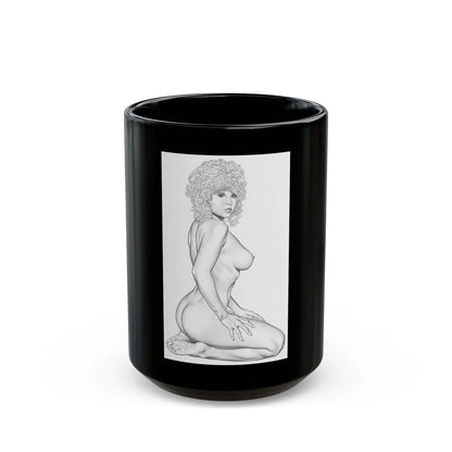 Linda Blair #168 - Nude Pencil Drawing (Vintage Female Icon) Black Coffee Mug-15oz-Go Mug Yourself