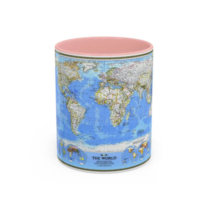 World Map (1988) (Map) Accent Coffee Mug-11oz-Pink-Go Mug Yourself