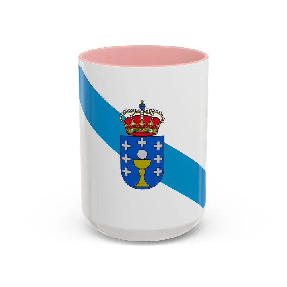 Flag of Galicia Spain - Accent Coffee Mug-15oz-Pink-Go Mug Yourself