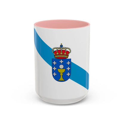 Flag of Galicia Spain - Accent Coffee Mug-15oz-Pink-Go Mug Yourself