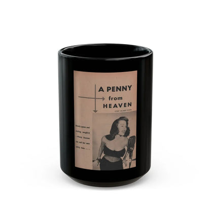 Penny Duncan #32 - [Pages 35] Pages 1 of 8 with, Penny+1 B&W Photo, Headline & Caption from EYE Digest Mag. March '54 (Vintage Female Icon) Black Coffee Mug-15oz-Go Mug Yourself