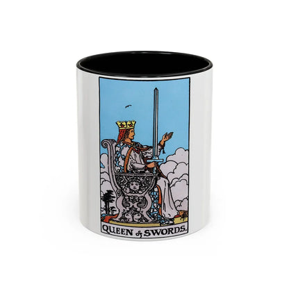 The Queen of Swords (Tarot Card) Accent Coffee Mug-11oz-Black-Go Mug Yourself