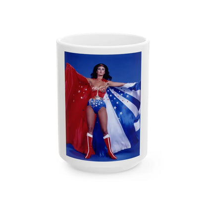 Lynda Carter #256 (Vintage Female Icon) White Coffee Mug-15oz-Go Mug Yourself