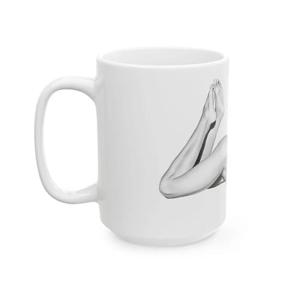 Linda Blair #172 - Nude Pencil Drawing (Vintage Female Icon) White Coffee Mug-Go Mug Yourself