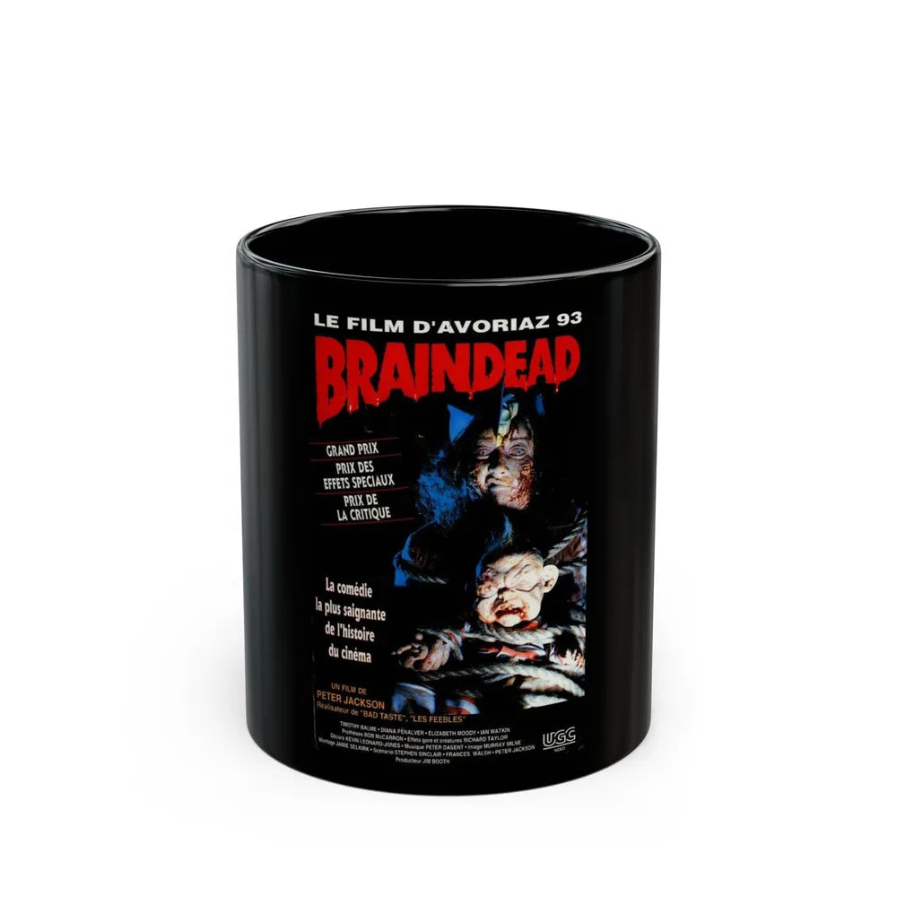 BRAINDEAD (DEAD ALIVE) - FRENCH 1992 Movie Poster - Black Coffee Mug-11oz-Go Mug Yourself