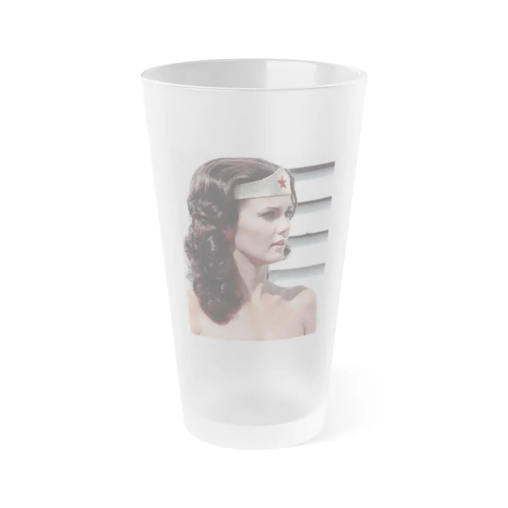 Lynda Carter #92 - Wonder Woman Photo (Vintage Female Icon) Frosted Pint 16oz-16oz-Frosted-Go Mug Yourself