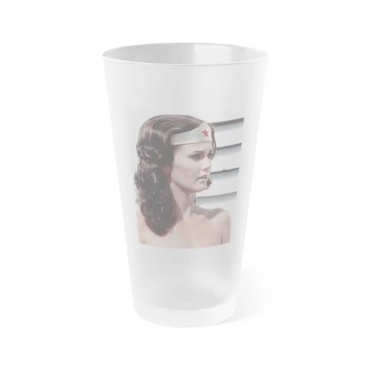 Lynda Carter #92 - Wonder Woman Photo (Vintage Female Icon) Frosted Pint 16oz-16oz-Frosted-Go Mug Yourself