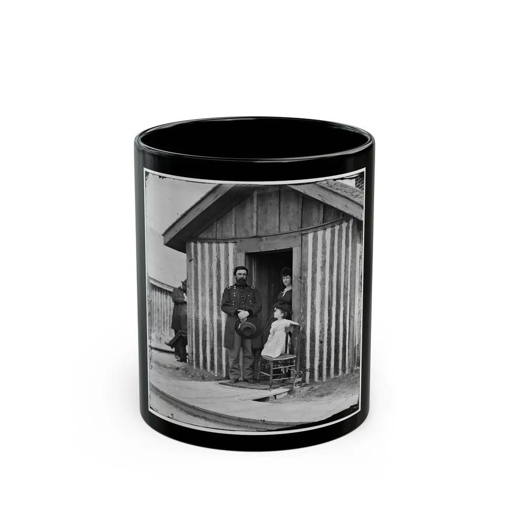 City Point, Va. Brig. Gen. John A. Rawlins, Chief Of Staff, With Wife And Child At Door Of Their Quarters (U.S. Civil War) Black Coffee Mug-11oz-Go Mug Yourself