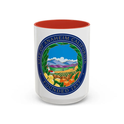 Seal of Anaheim California - Accent Coffee Mug-15oz-Red-Go Mug Yourself