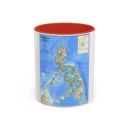 Philippines, The (1986) (Map) Accent Coffee Mug-11oz-Red-Go Mug Yourself