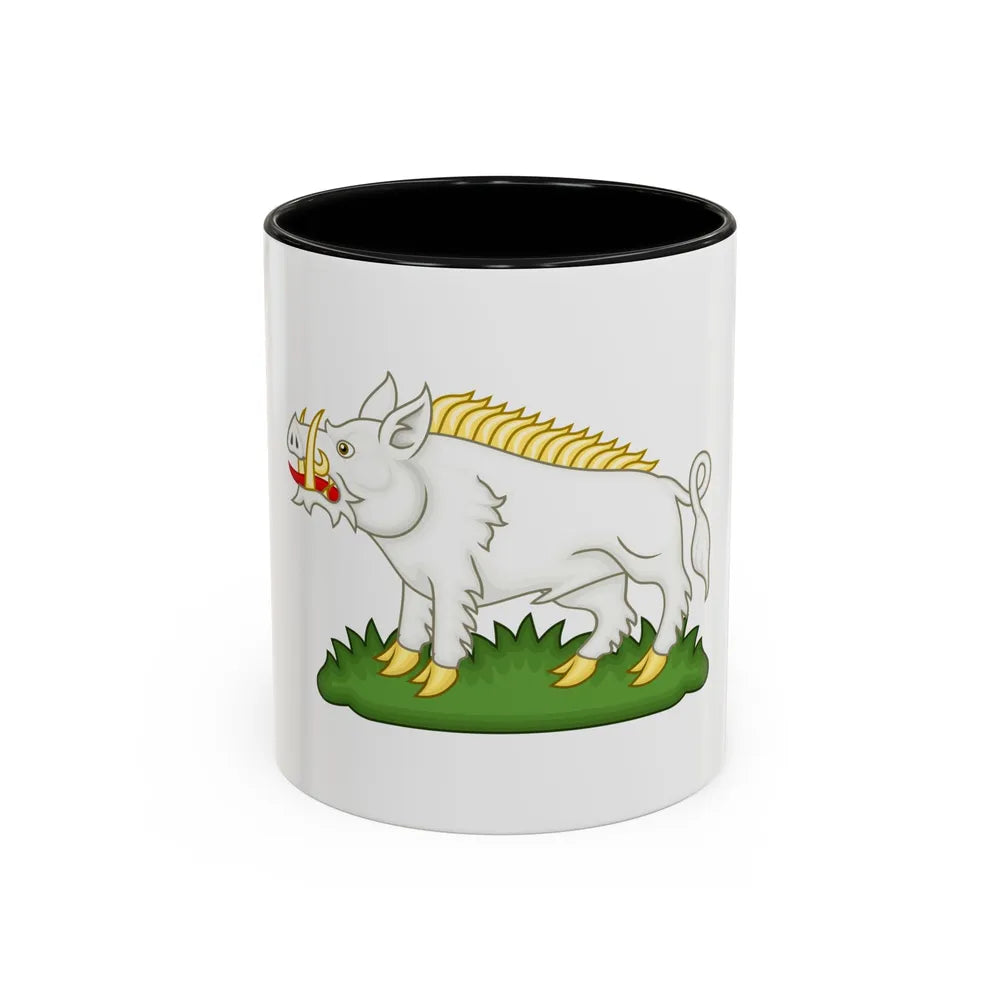 White Boar Badge of Richard III - Accent Coffee Mug-11oz-Black-Go Mug Yourself