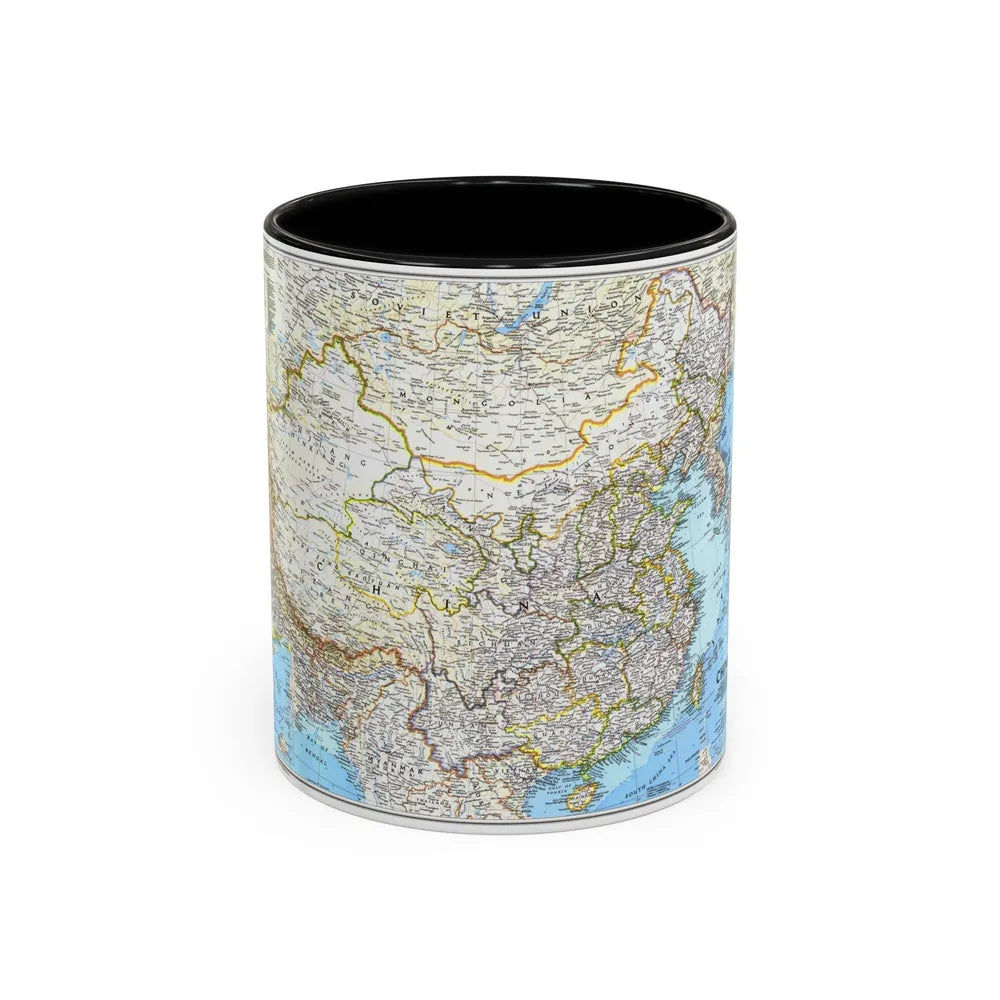 China 1 (1991) (Map) Accent Coffee Mug-11oz-Black-Go Mug Yourself