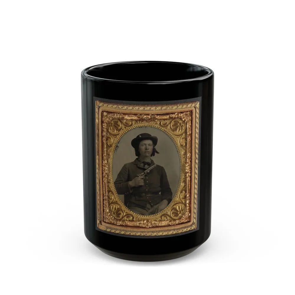 Unidentified Soldier In Confederate Uniform With Revolver(2) (U.S. Civil War) Black Coffee Mug-15oz-Go Mug Yourself