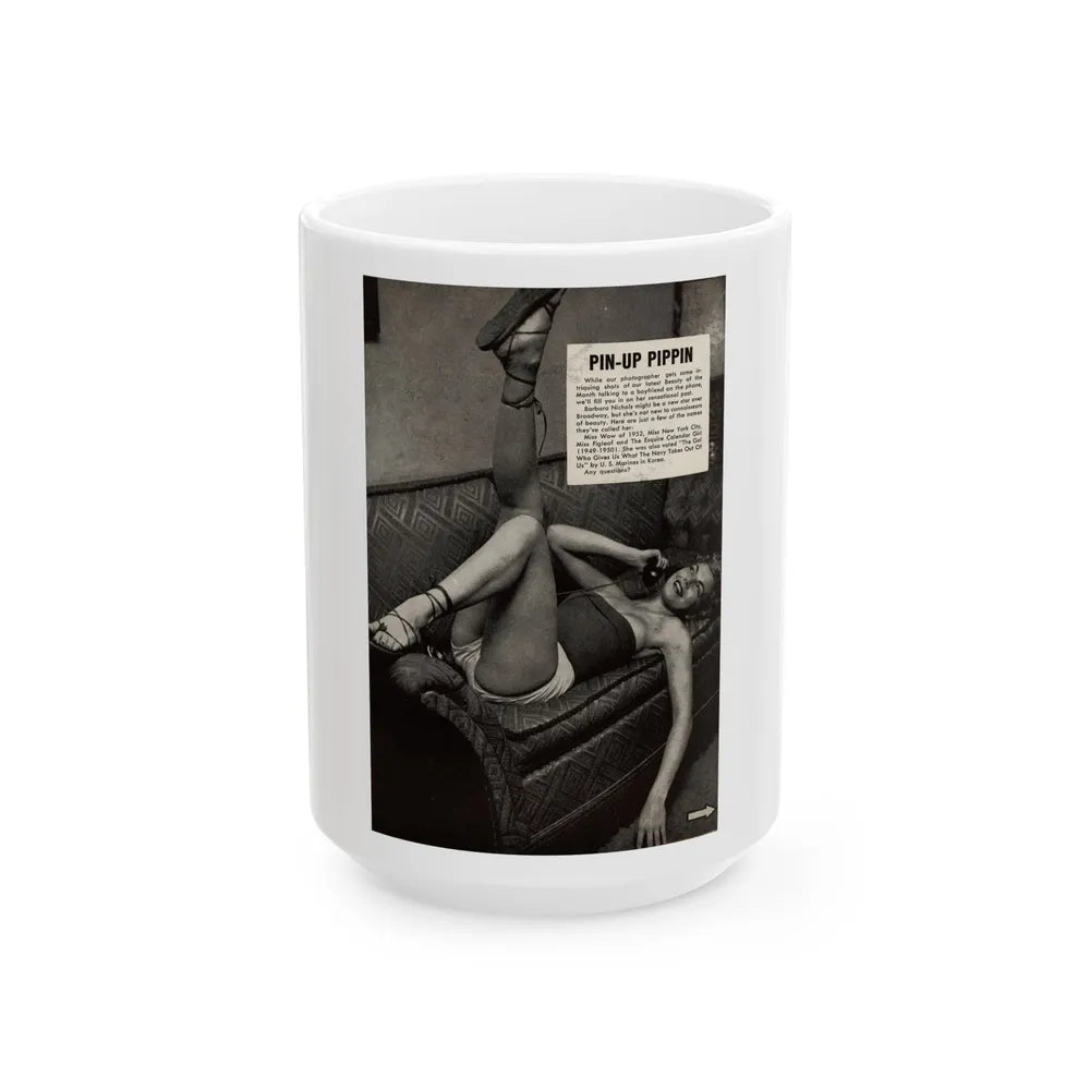 Barbara Nichols #326 - Page 4 of 7 with, 1 B&W Photo & Article from American Beauties Mag. Fall '53 (Vintage Female Icon) White Coffee Mug-15oz-Go Mug Yourself