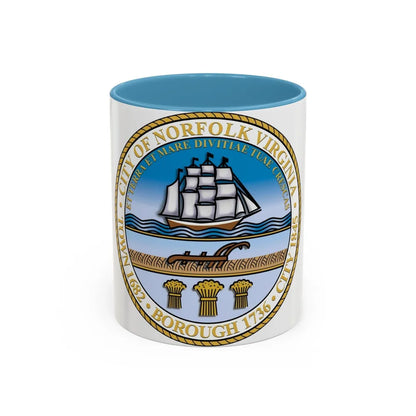 Seal of Norfolk Virginia - Accent Coffee Mug-11oz-Light Blue-Go Mug Yourself